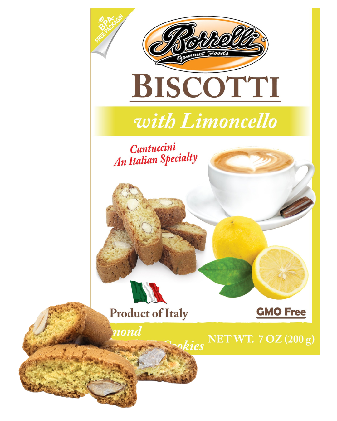 Almond Biscotti with Limoncello Flavoring, 7oz (200g)