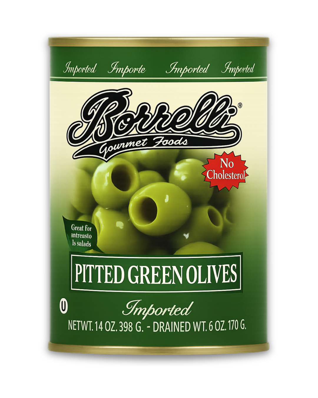 bushdebrunt レッテル オリーブ Pitted Green Olives (Medium), 14oz (398g) – Borrelli Gourmet Foods